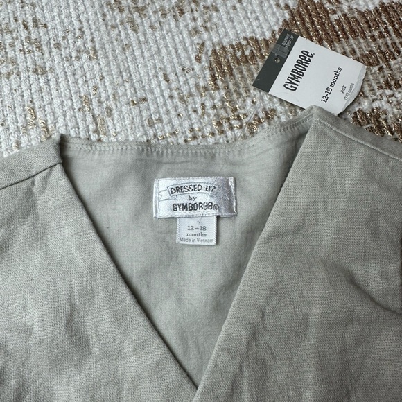 GYMBOREE Baby Boy Beige Linen Vests NWT Matching Twins | Size 12-18 Months - Picture 4 of 6
